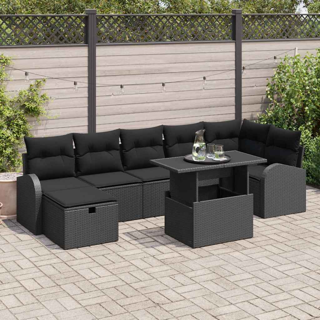 vidaXL Garten-Sofa-Set mit Kissen 8 pcs Hellgrau Poly Rattan