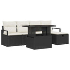 vidaXL Garten-Sofa-Set mit Kissen 6 pcs Schwarz Poly Rattan