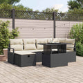 vidaXL Garten-Sofa-Set mit Kissen 7 pcs Schwarz Poly Rattan