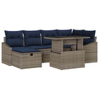 vidaXL Garten-Sofa-Set 7 pcs Grau Poly-Rattan