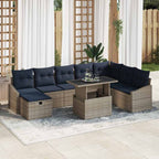 vidaXL Gartensofa-set mit Kissen 9 pcs Grau Poly-Rattan