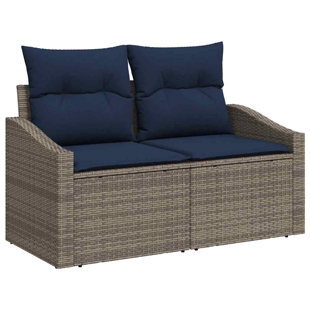 vidaXL Gartensofa-set mit Kissen 9 pcs Grau Poly-Rattan
