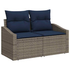 vidaXL Gartensofa-set mit Kissen 9 pcs Grau Poly-Rattan