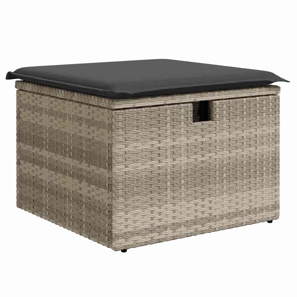 vidaXL Gartensofa-set mit Kissen mit Speicher 9 pcs Grau Poly-Rattan