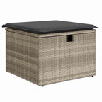 vidaXL Gartensofa-set mit Kissen mit Speicher 9 pcs Grau Poly-Rattan