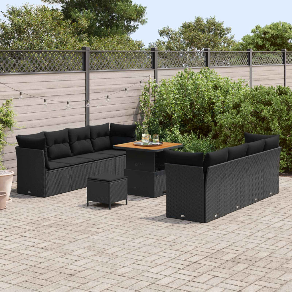 vidaXL Gartensofa-set 11 pcs Schwarz Poly-Rattan