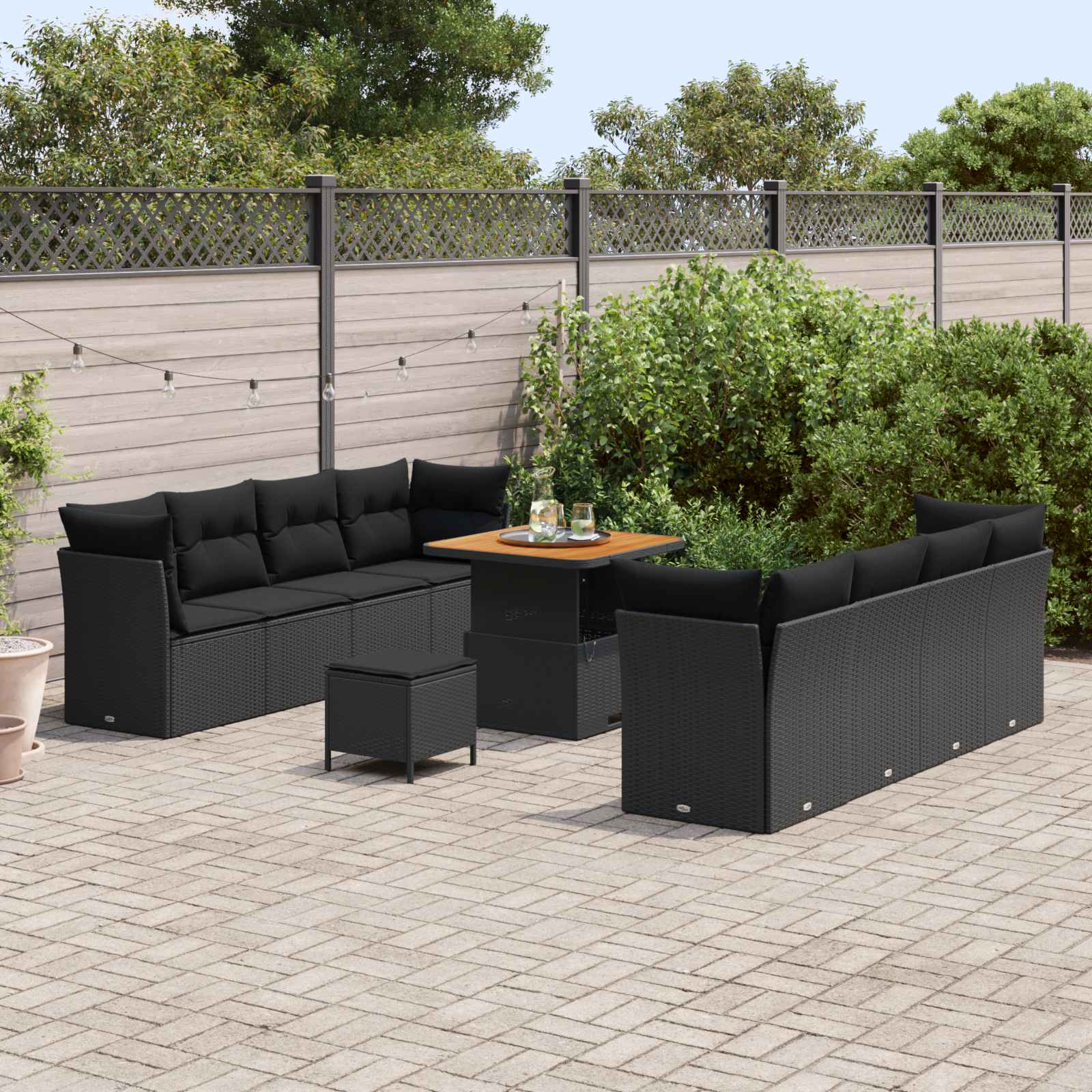 vidaXL Gartensofa-set 11 pcs Schwarz Poly-Rattan