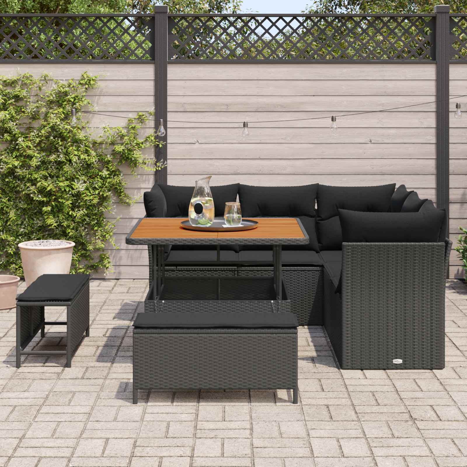 vidaXL Gartensofa-set 8 pcs Schwarz Poly-Rattan