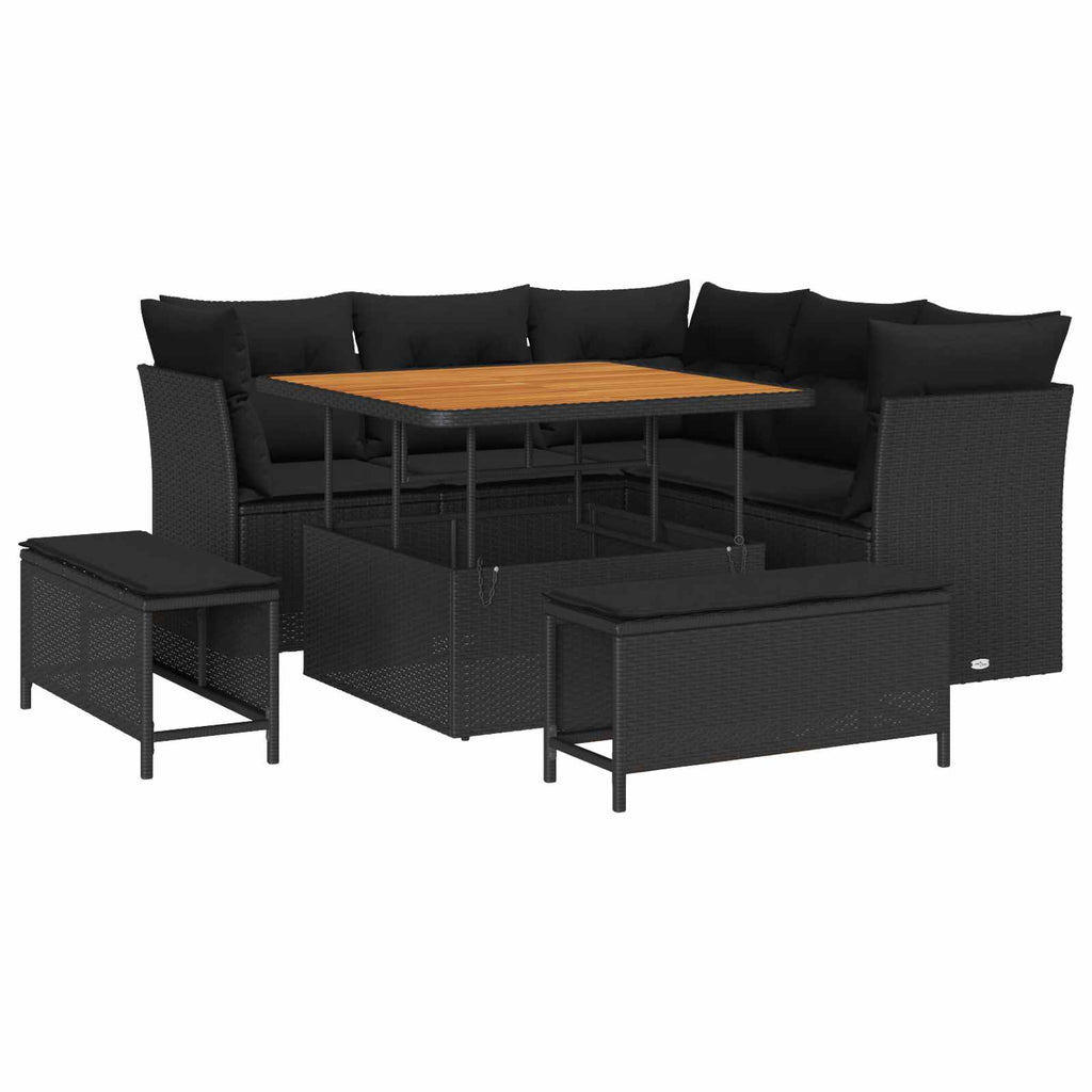 vidaXL Gartensofa-set 8 pcs Schwarz Poly-Rattan