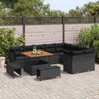 vidaXL Gartensofa-set 12 pcs Schwarz Poly-Rattan