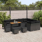 vidaXL Gartensofa-set 13 pcs Schwarz Poly-Rattan
