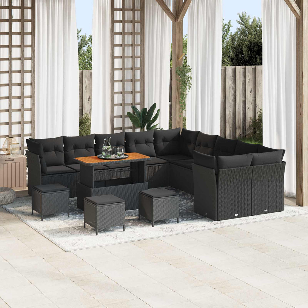 vidaXL Gartensofa-set 14 pcs Schwarz Poly-Rattan