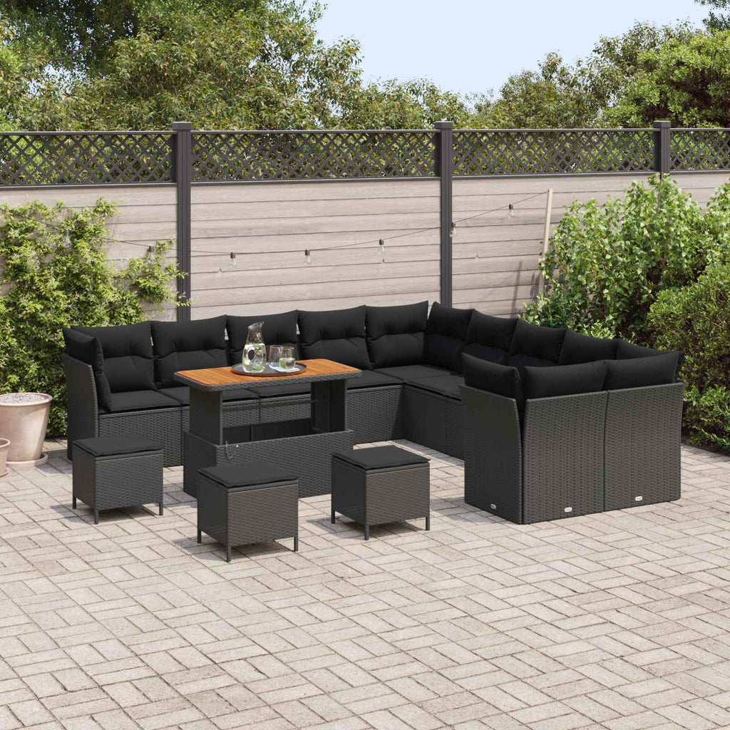 vidaXL Gartensofa-set 14 pcs Schwarz Poly-Rattan