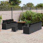 vidaXL Garten-Sofa-Set 10 pcs Schwarz Poly-Rattan
