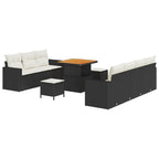 vidaXL Gartensofa-set mit Kissen 10 pcs Schwarz Poly-Rattan