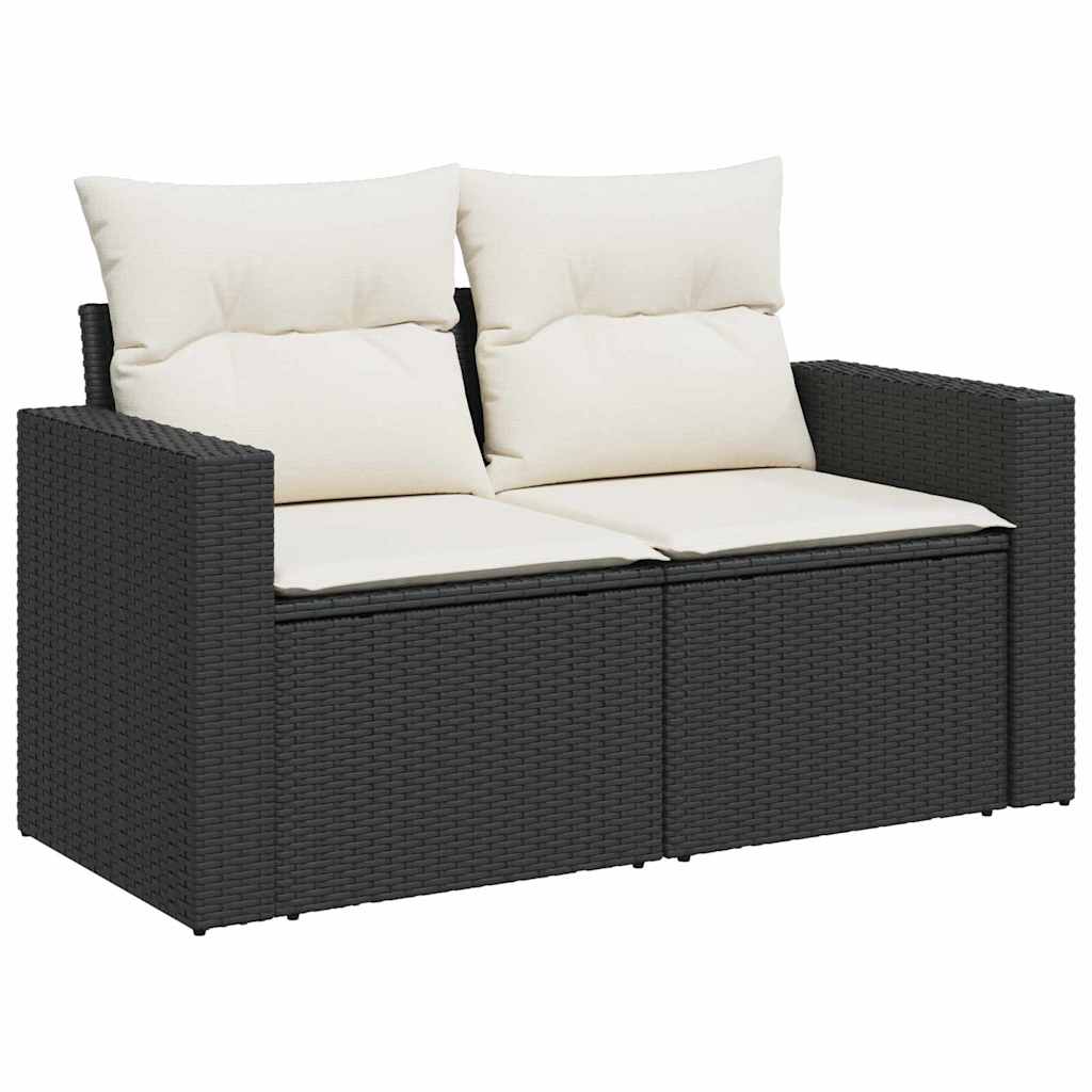 vidaXL Gartensofa-set mit Kissen 10 pcs Schwarz Poly-Rattan