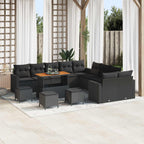 vidaXL Gartensofa-set Höhenverstellbar 14 pcs Schwarz Poly-Rattan