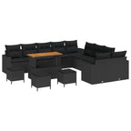 vidaXL Gartensofa-set Höhenverstellbar 14 pcs Schwarz Poly-Rattan