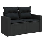 vidaXL Gartensofa-set Höhenverstellbar 14 pcs Schwarz Poly-Rattan