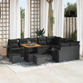 vidaXL Gartensofa-set Höhenverstellbar 12 pcs Schwarz Poly-Rattan