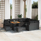 vidaXL Gartensofa-set Höhenverstellbar 12 pcs Schwarz Poly-Rattan