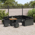 vidaXL Gartensofa-set Höhenverstellbar 12 pcs Schwarz Poly-Rattan