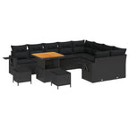 vidaXL Gartensofa-set Höhenverstellbar 12 pcs Schwarz Poly-Rattan