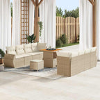 vidaXL Gartensofa-set mit Kissen mit Speicher 11 pcs Beige Poly-Rattan