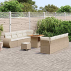 vidaXL Gartensofa-set mit Kissen mit Speicher 11 pcs Beige Poly-Rattan
