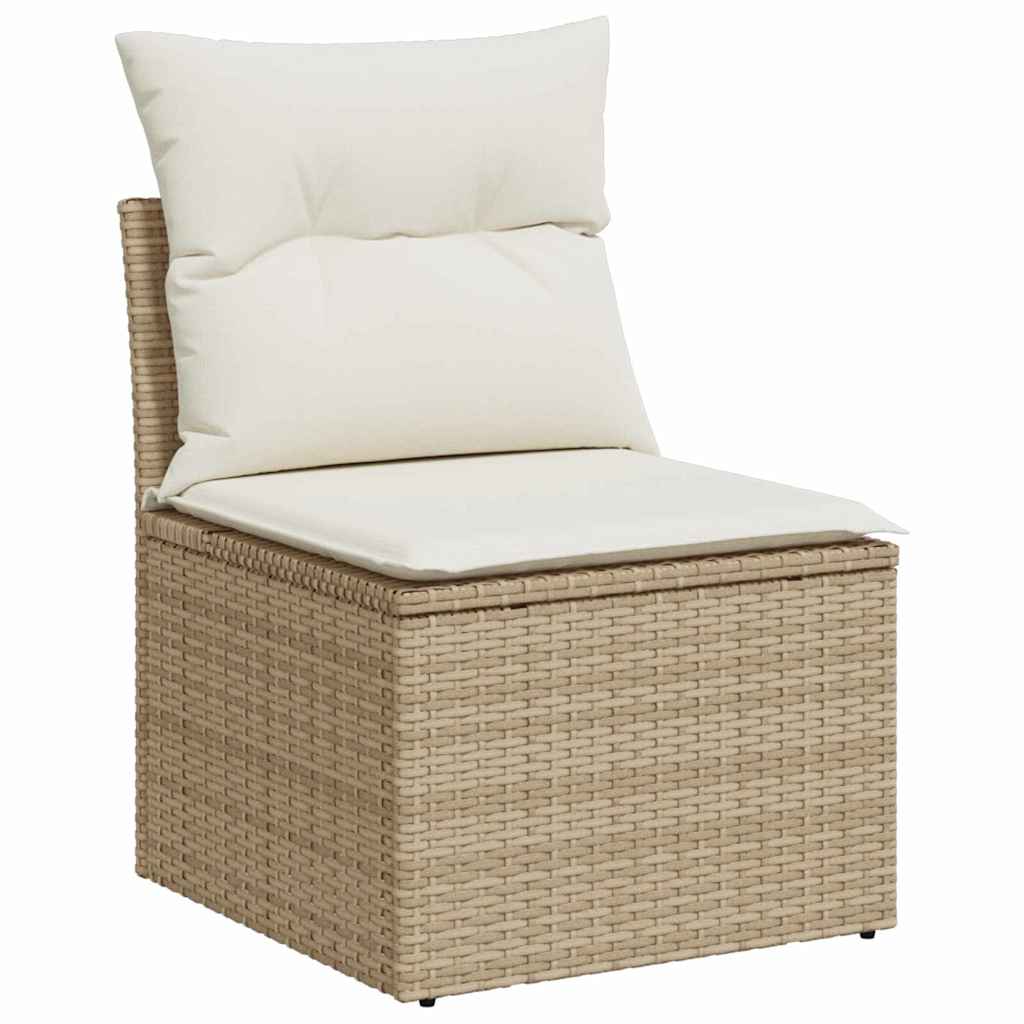 vidaXL Gartensofa-set mit Kissen mit Speicher 11 pcs Beige Poly-Rattan