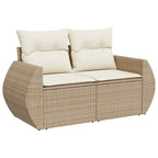 vidaXL Gartensofa-set mit Kissen mit Speicher 11 pcs Beige Poly-Rattan