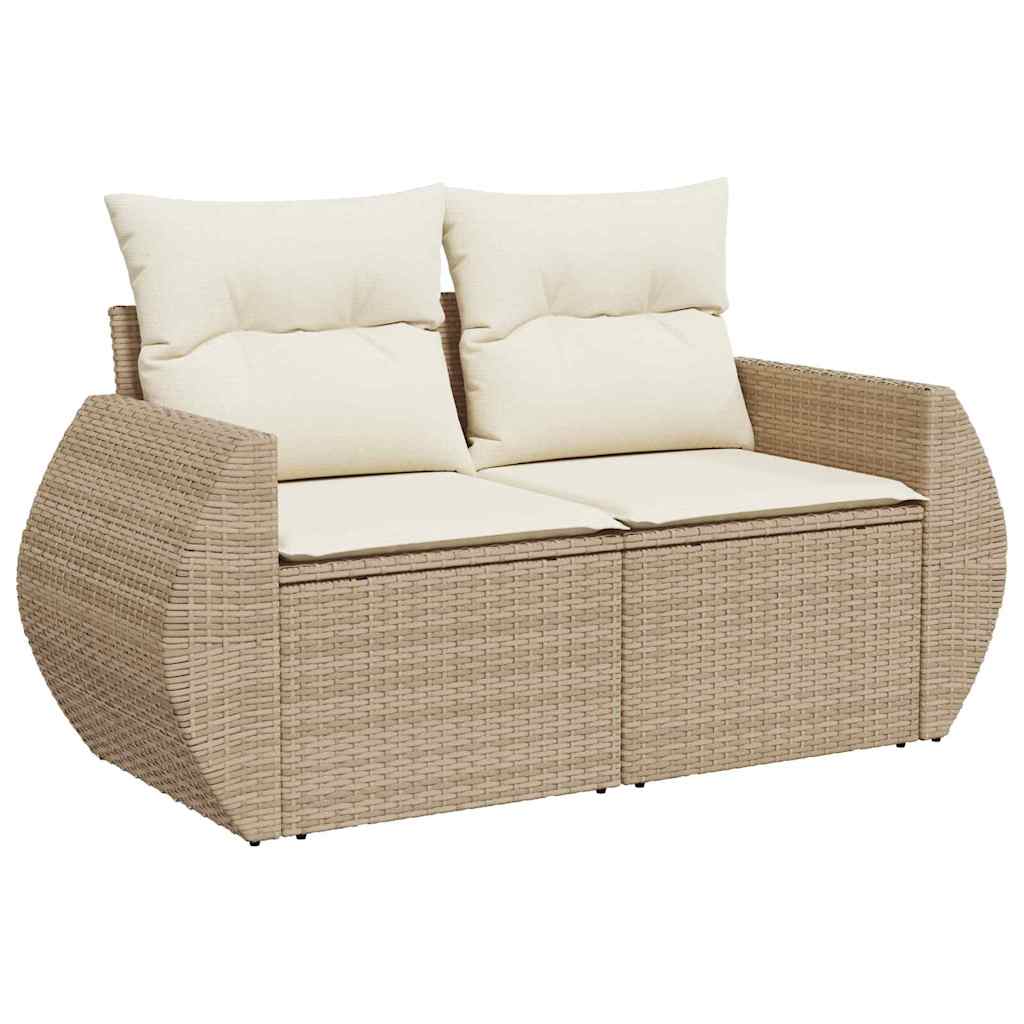 vidaXL Gartensofa-set mit Kissen mit Speicher 11 pcs Beige Poly-Rattan