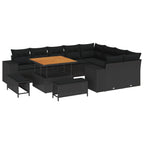 vidaXL Gartensofa-set mit Kissen 12 pcs Schwarz Poly-Rattan