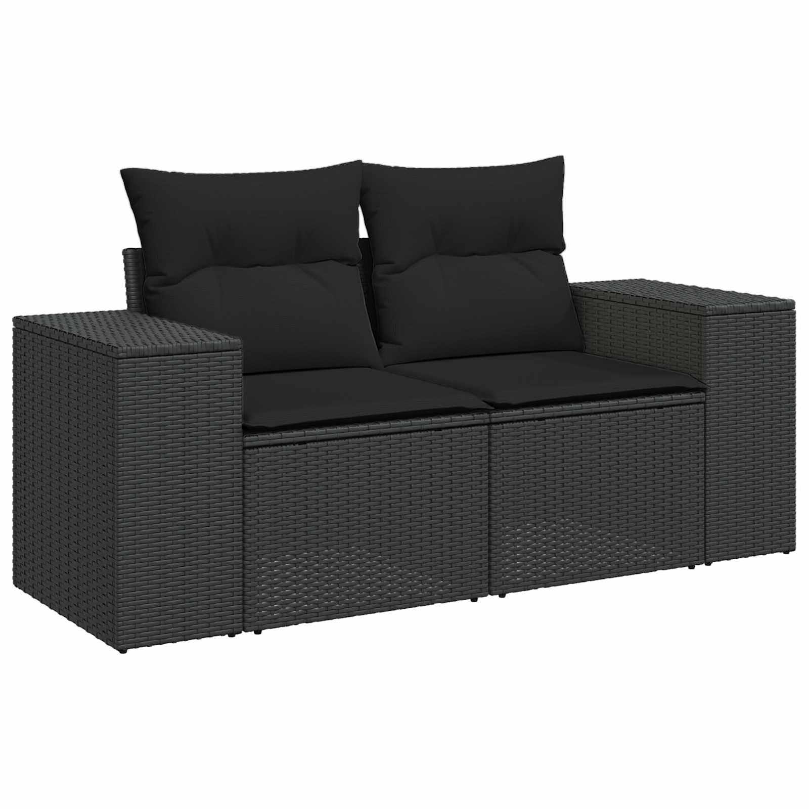 vidaXL Gartensofa-set mit Kissen 12 pcs Schwarz Poly-Rattan
