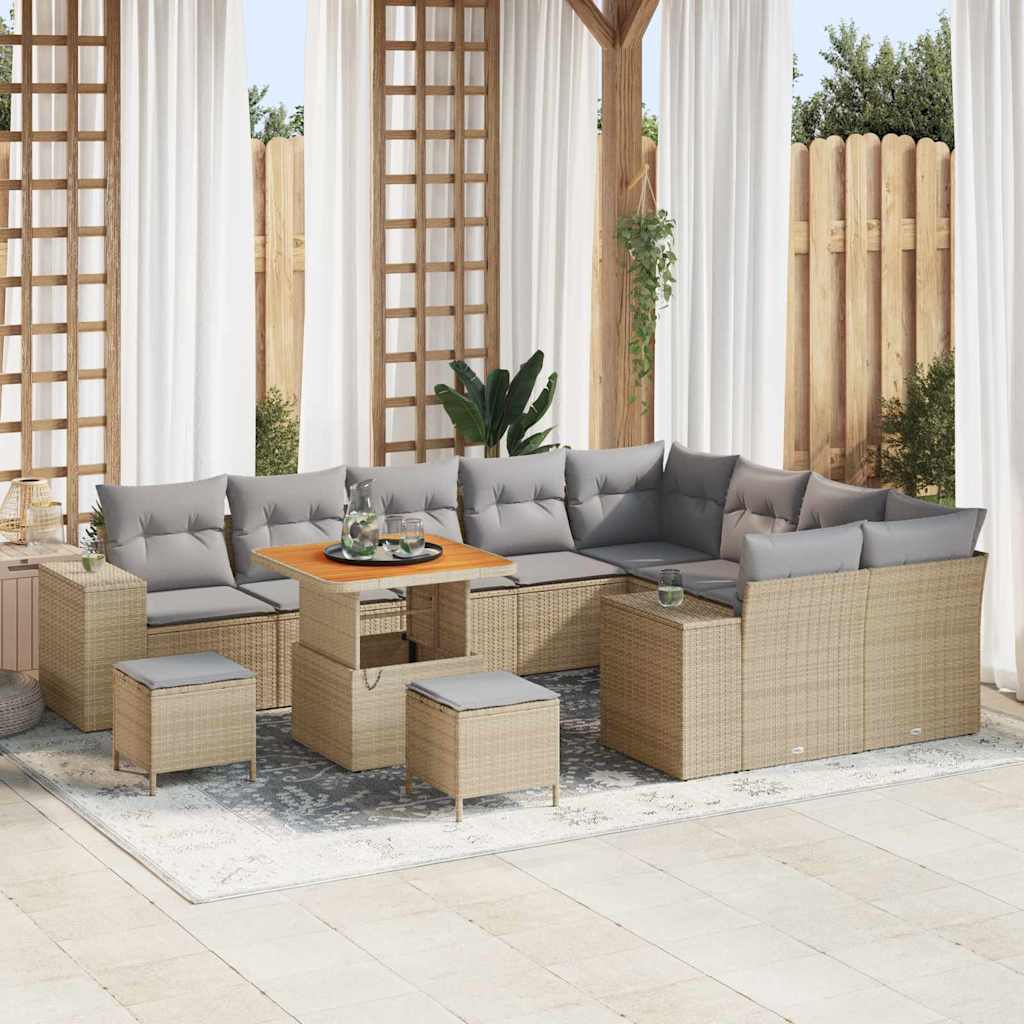 vidaXL Garten-Sofa-Set 12 pcs Beige Poly-Rattan