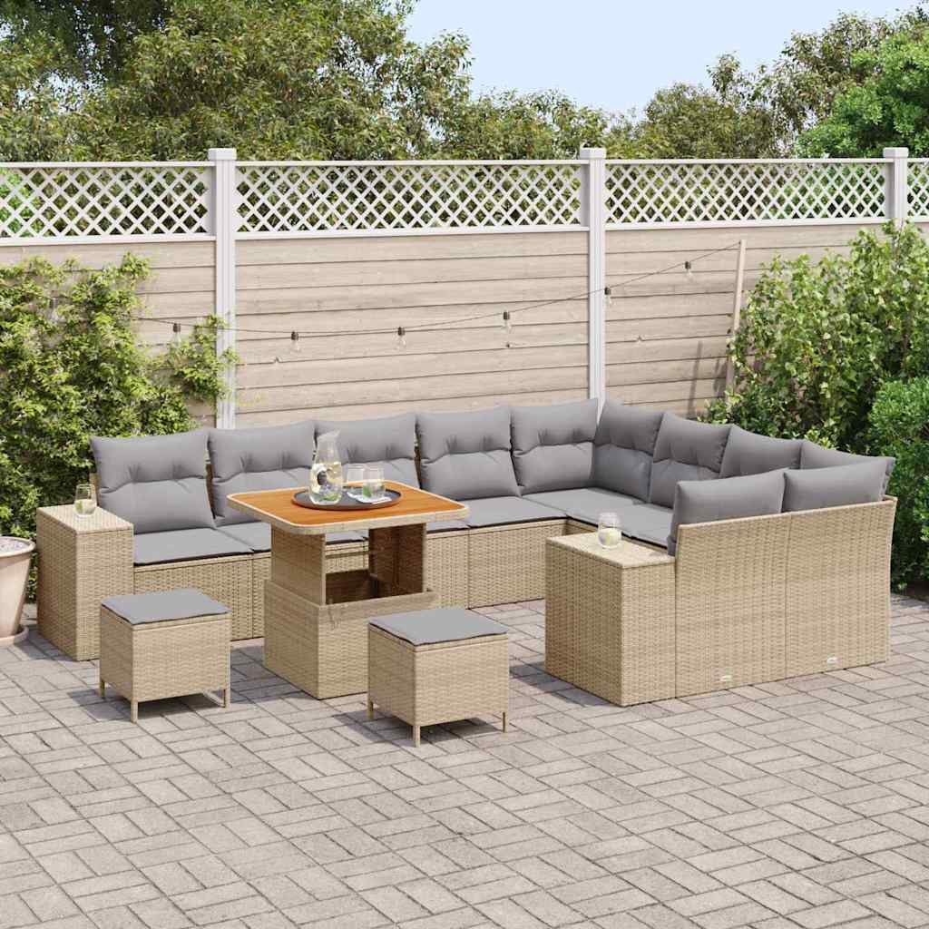 vidaXL Garten-Sofa-Set 12 pcs Beige Poly-Rattan