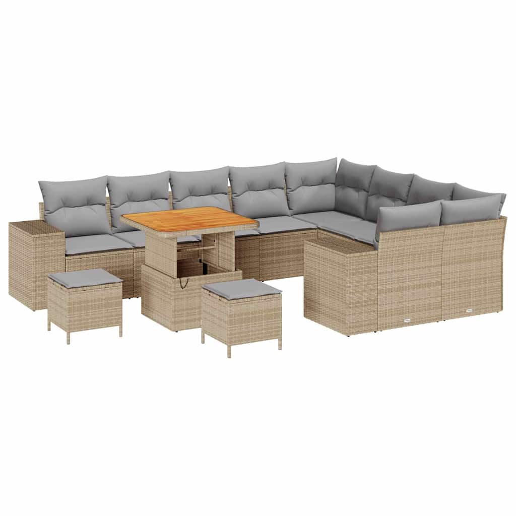 vidaXL Garten-Sofa-Set 12 pcs Beige Poly-Rattan