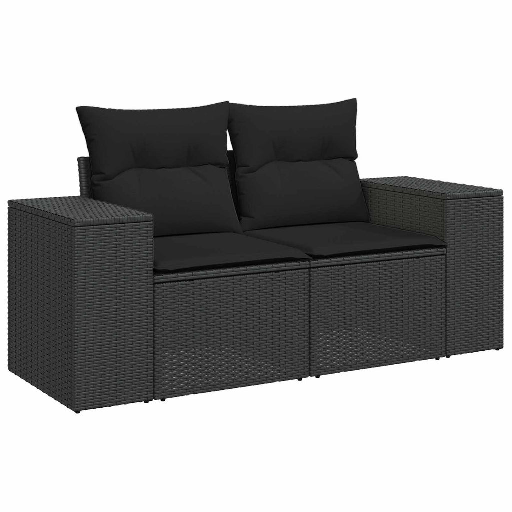 vidaXL Gartensofa-set mit Kissen 14 pcs Schwarz Poly-Rattan