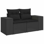 vidaXL Gartensofa-set mit Kissen 14 pcs Schwarz Poly-Rattan