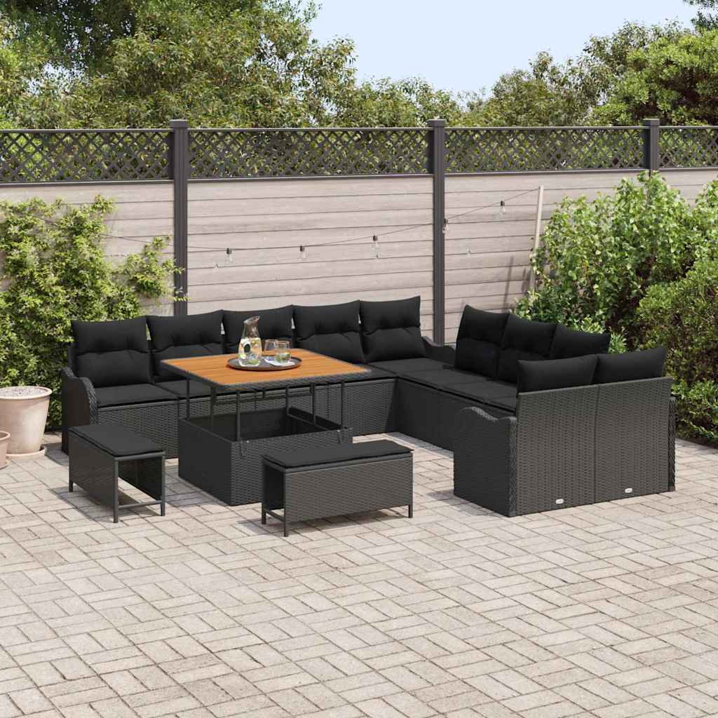 vidaXL Garten-Sofa-Set 13 pcs Schwarz Poly-Rattan