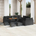 vidaXL Garten-Sofa-Set mit Kissen 14 pcs Schwarz Poly-Rattan