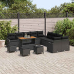 vidaXL Garten-Sofa-Set mit Kissen 14 pcs Schwarz Poly-Rattan