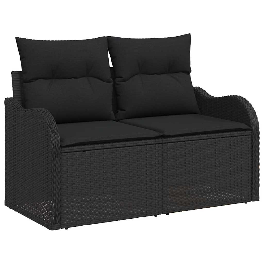 vidaXL Garten-Sofa-Set mit Kissen 14 pcs Schwarz Poly-Rattan