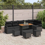 vidaXL Garten-Sofa-Set mit Kissen 10 pcs Schwarz Poly Rattan