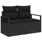 vidaXL Garten-Sofa-Set mit Kissen 10 pcs Schwarz Poly Rattan