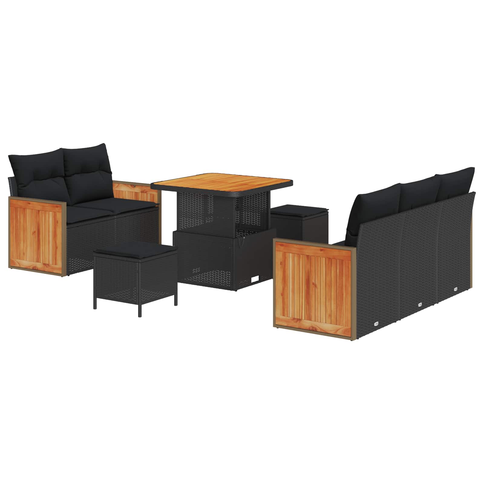 vidaXL Gartensofa-set mit Kissen 8 pcs Schwarz