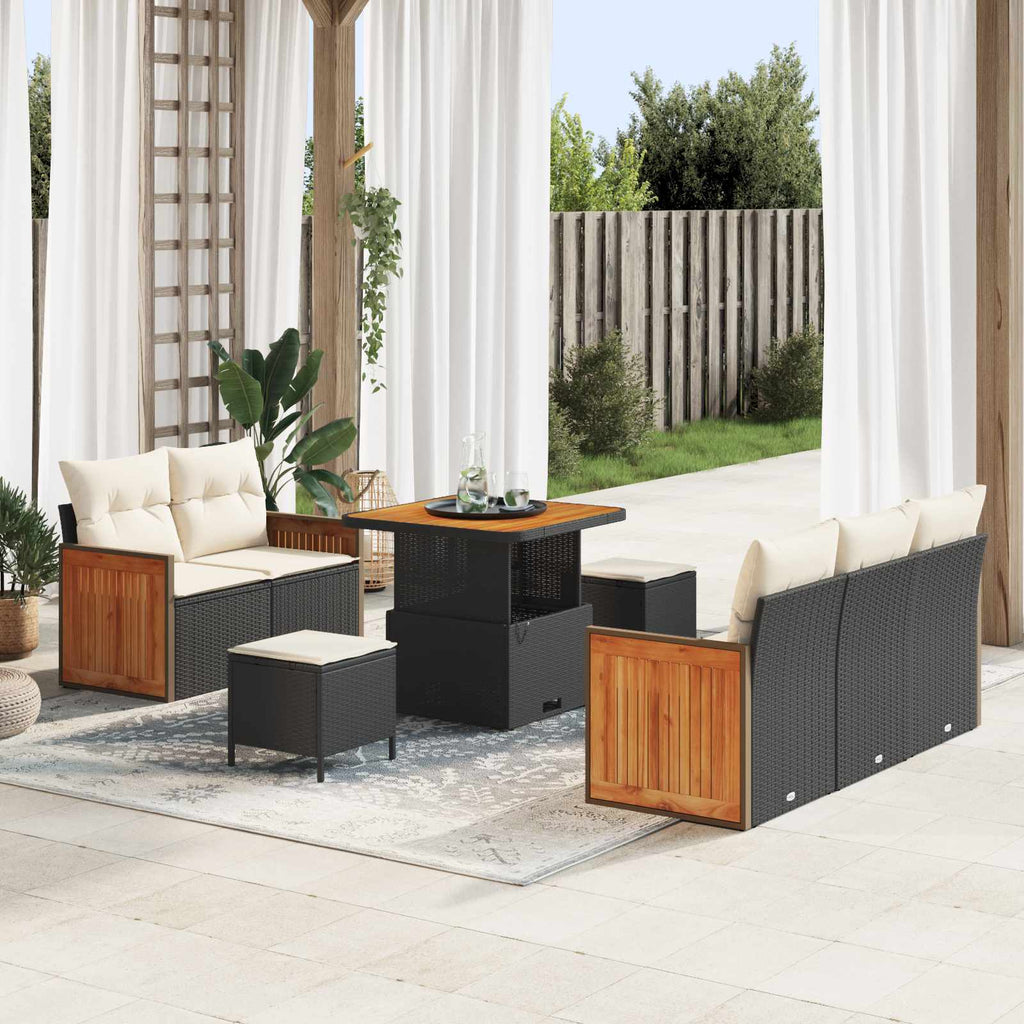 vidaXL Gartensofa-set mit Kissen 8 pcs Schwarz und Creme