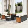 vidaXL Gartensofa-set mit Kissen 8 pcs Schwarz und Creme