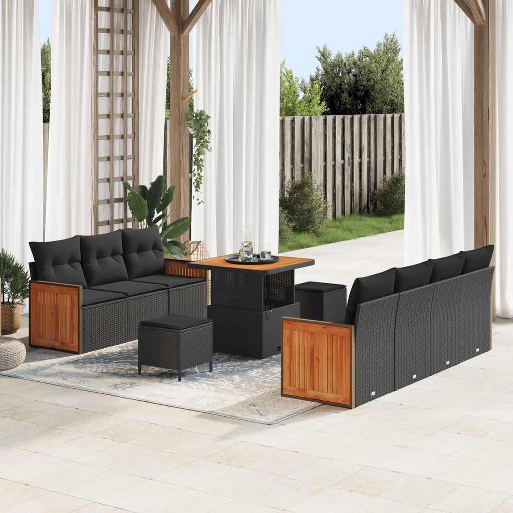 vidaXL Gartensofa-set mit Kissen 10 pcs Schwarz