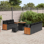vidaXL Gartensofa-set mit Kissen 10 pcs Schwarz